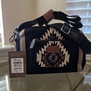 Wrangler Black & Brown Aztec Crossbody Bag for Women